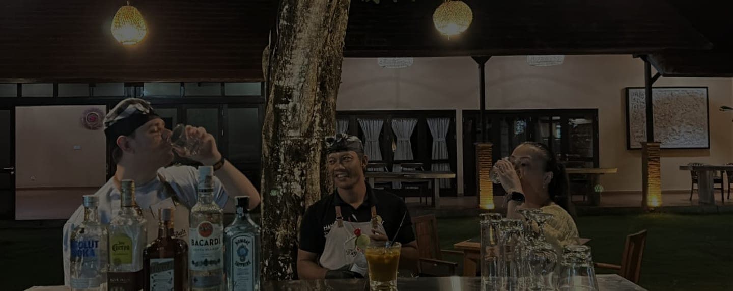 Bartender preparing a cocktail at Raja Bali